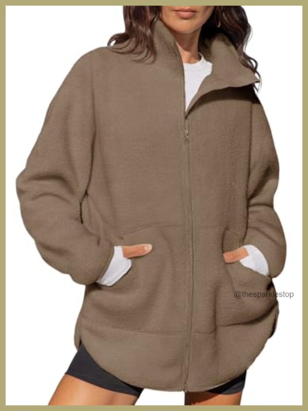 Women's Full Zip Fleece Long Jacket Sherpa Sweatshirt Oversized Winter Coat